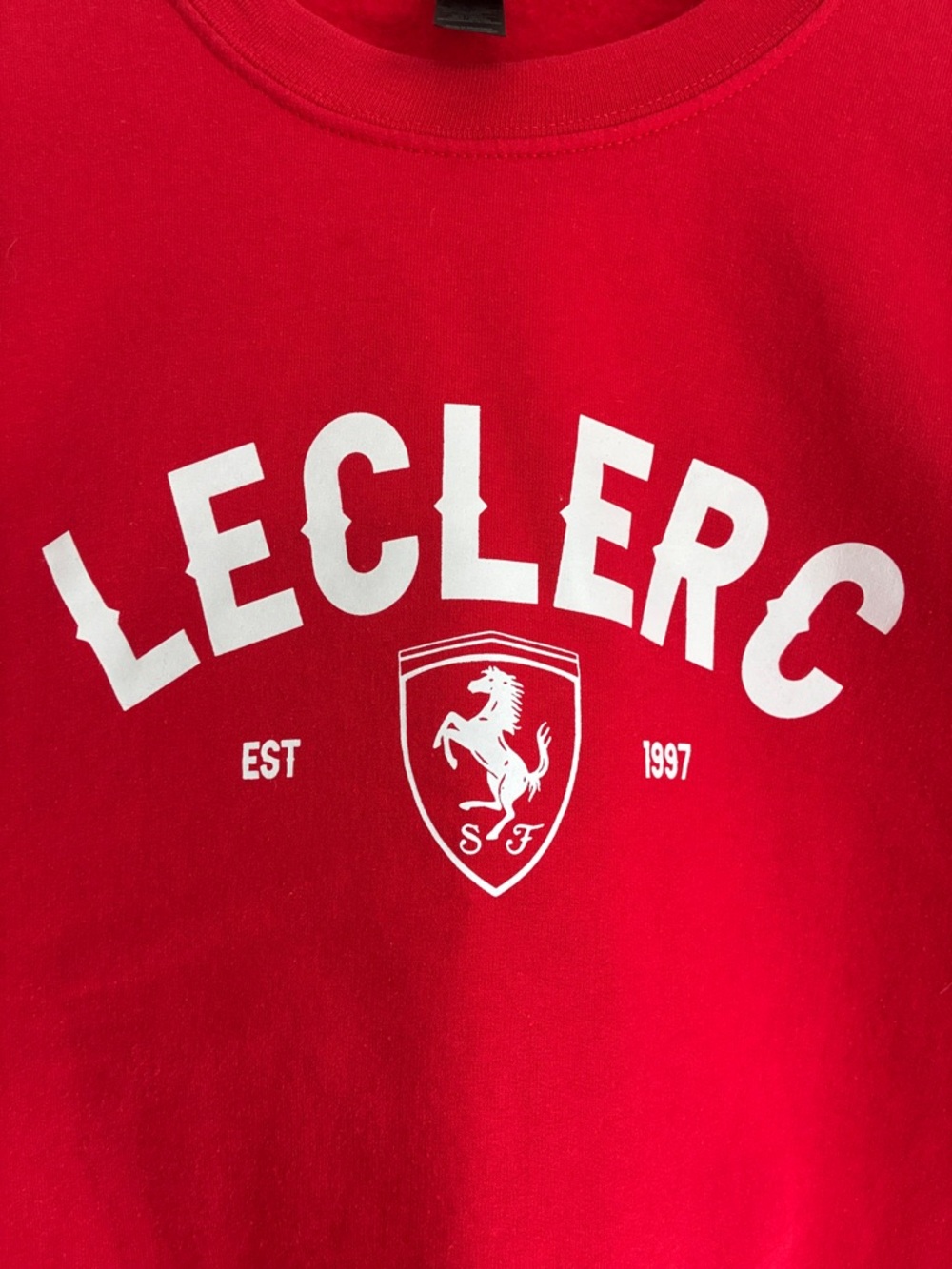 Handmade Unisex Gildan Charles Leclerc Red Racing Car Motor Crewneck Sweatshirt - Picture 4 of 7